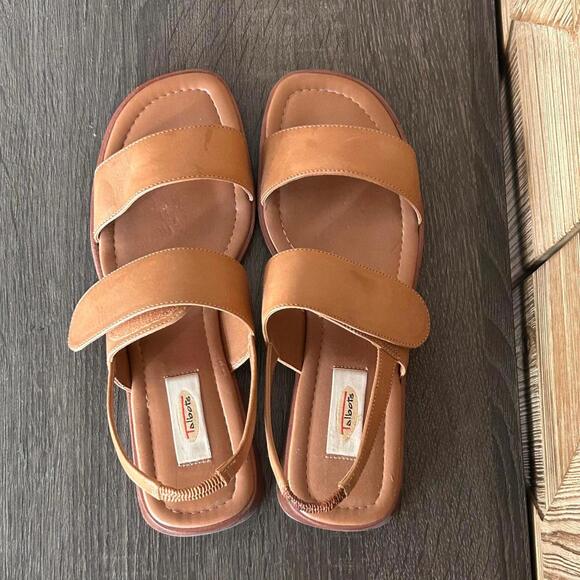 Talbots Shoes - Talbots Womens Brown Leather Sandals Size 8AA Strappy Casual